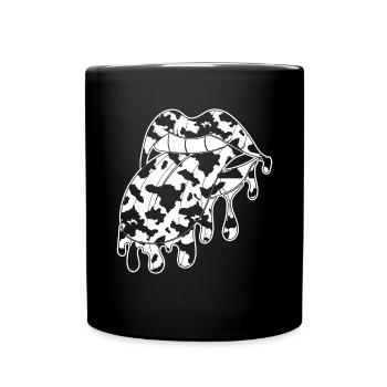 Kuhflecken Mund Kuh Muster Geschenk Bauernhof Kuh - Tasse einfarbig - Schwarz - Vorne