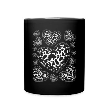 Kuh Muster Herzen Kuhflecken Geschenk Tier Kuh - Tasse einfarbig - Schwarz - Vorne