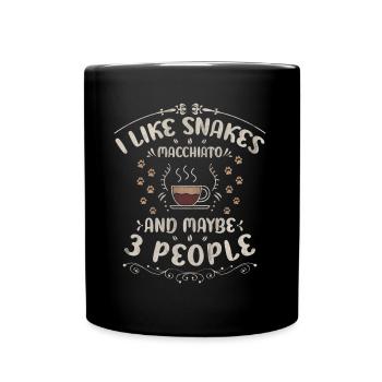 J’aime les serpents Macchiato et peut-être le café de 3 personnes - Mug uni - noir - Devant