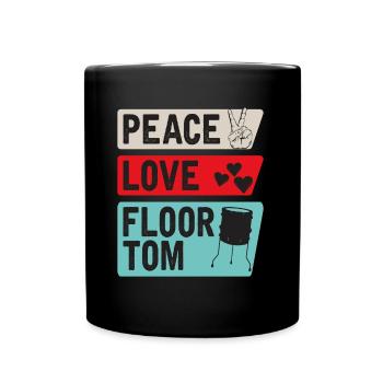 Peace Love Floor Tom Mele Kalikimaka - Full Colour Mug - black - Front