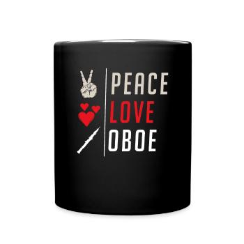 Peace Love Musique de hautbois Joueur de hautbois - Mug uni - noir - Devant