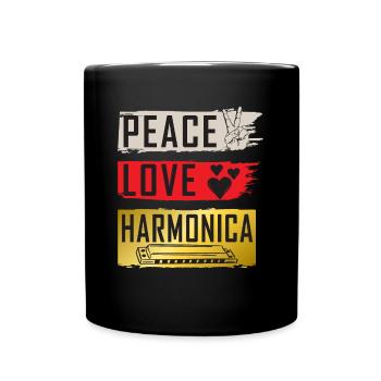 Peace Love Harmonia Music Instrument - Tasse einfarbig - Schwarz - Vorne