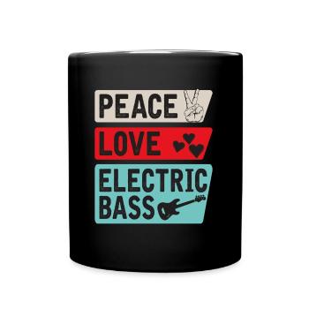 Peace Love Electric Bass Guitare électrique - Mug uni - noir - Devant