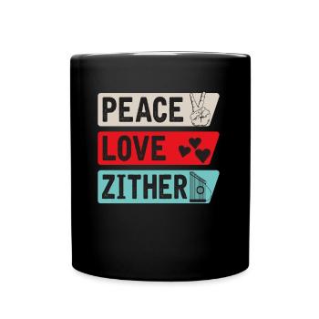 Peace Love Zither Music Instrument - Tasse einfarbig - Schwarz - Vorne