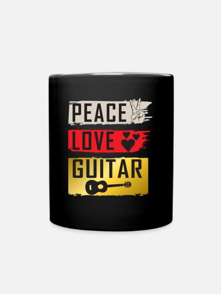 Peace Love Guitar Funny Guitarist Music - Tasse einfarbig - Schwarz