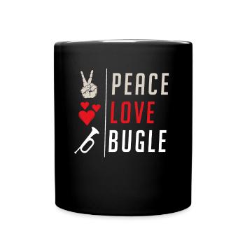 Peace Love Bugle Drumline Music Drums - Full Colour Mug - black - Front
