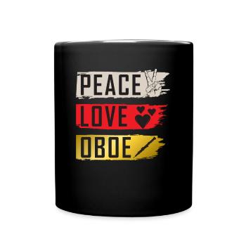 Peace Love Instrument de musique hautbois - Mug uni - noir - Devant