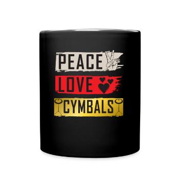 Peace Love Cymbales Bass Drum Instrument - Mug uni - noir - Devant