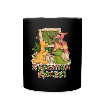 Education Rocks Niedlicher Dino Schule Einschulung - Tasse einfarbig - Schwarz - Vorne