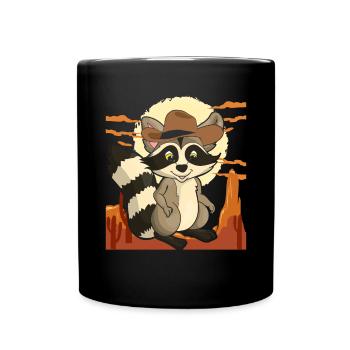 Animal Lover Cowboy Gift Raccoon - Full Colour Mug - black - Front