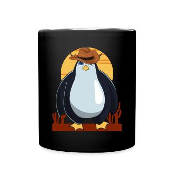Animal Lover Cowboy Gift Penguin - Full Colour Mug - black - Front