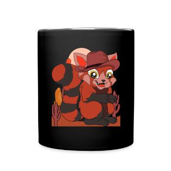 Animal Lover Cowboy Gift Red Panda - Full Colour Mug - black - Front