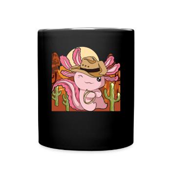 Animal Lover Cowboy Gift Axolotl - Full Colour Mug - black - Front