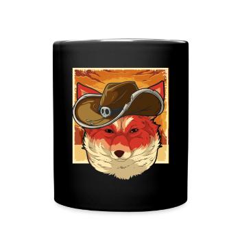 Animal Lover Cowboy Gift Fox - Full Colour Mug - black - Front