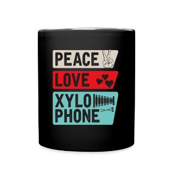 Peace Love Xylophone Piano Music Players - Full Colour Mug - black - Front