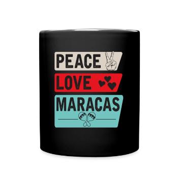 Peace Love Maracas Music Instrument - Tasse einfarbig - Schwarz - Vorne