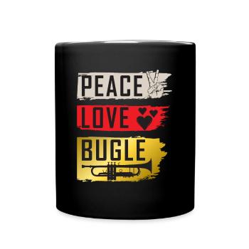 Peace Love Bugle Drumline Music Bugle - Full Colour Mug - black - Front