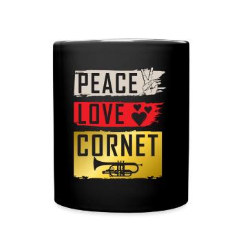 Peace Love Cornet Sleep Trombone Repeat - Tasse einfarbig - Schwarz - Vorne