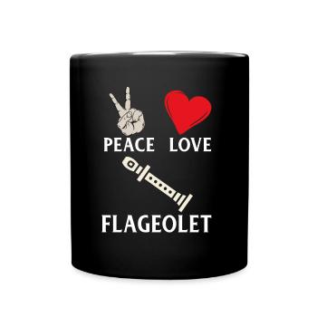 Peace Love Flageolet Music Instrument - Tasse einfarbig - Schwarz - Vorne