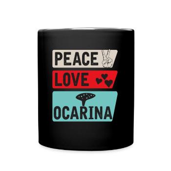 Peace Love Ocarina Musical Instrument - Tasse einfarbig - Schwarz - Vorne