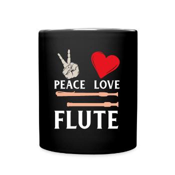 Peace Love Flute Musical Instrument - Tasse einfarbig - Schwarz - Vorne