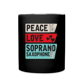 Peace Love Soprano Saxophone Players - Full Colour Mug - black - Front