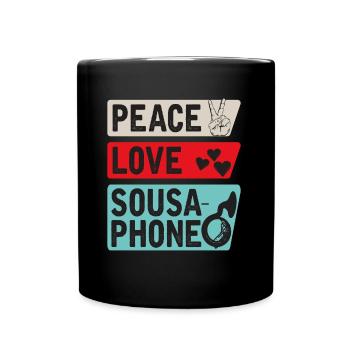 Peace Love Sousaphone Tuba Sousaphone - Full Colour Mug - black - Front