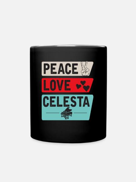 Peace Love Celesta Musical Instrument - Tasse einfarbig - Schwarz