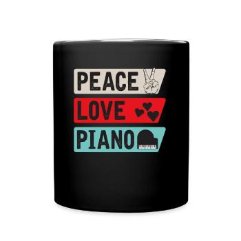 Peace Love Piano Musical Instrument - Tasse einfarbig - Schwarz - Vorne