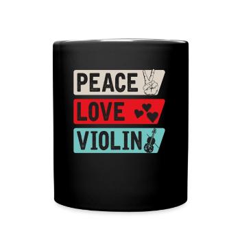 Peace Love Violin Musical Instrument - Tasse einfarbig - Schwarz - Vorne