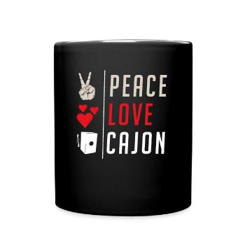 Peace Love Cajon Instrument Cajon Drum - Full Colour Mug - black - Front