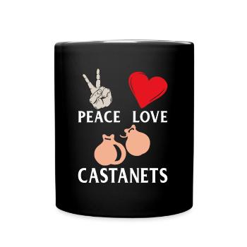 Peace Love Castanets Instrument Musical - Tasse einfarbig - Schwarz - Vorne