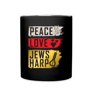 Peace Love Jews Harp Music Instrument - Full Colour Mug - black - Front