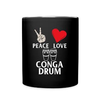 Peace Love Conga Drum Conga Drums Player - Full Colour Mug - black - Front