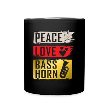 Peace Love Bass Horn Marching Band - Mug uni - noir - Devant