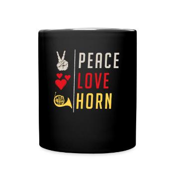 Peace Love Horn Musical Instrument - Tasse einfarbig - Schwarz - Vorne