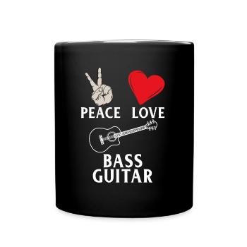 Peace Love Bass Guitare Instrument de Musique - Mug uni - noir - Devant