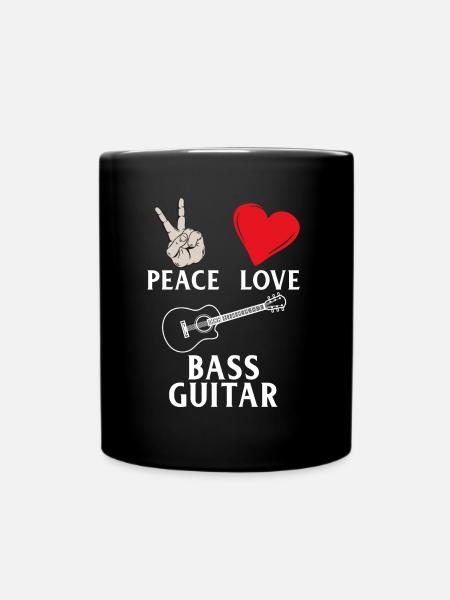 Peace Love Bass Guitare Instrument de Musique - Mug uni - noir
