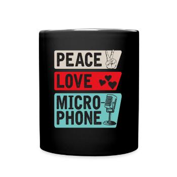 Peace Love Microphone Music Instrument - Tasse einfarbig - Schwarz - Vorne