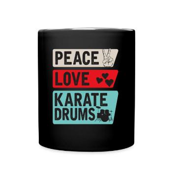 Peace Love Karaté Tambours Instrument de musique - Mug uni - noir - Devant