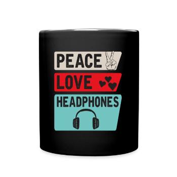 Peace Love Headphones Music Headphones - Tasse einfarbig - Schwarz - Vorne