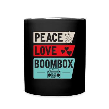 Peace Love Boombox Cassette Tape - Tasse einfarbig - Schwarz - Vorne