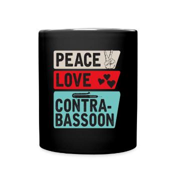 Peace Love Contra Bassoon Player Bassist - Full Colour Mug - black - Front