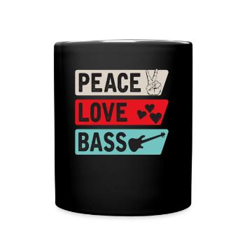 Peace Love Guitare Basse Guitariste Musique - Mug uni - noir - Devant