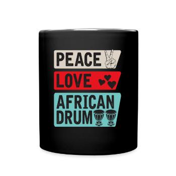 Peace Love Musique d’instrument de tambour africain - Mug uni - noir - Devant