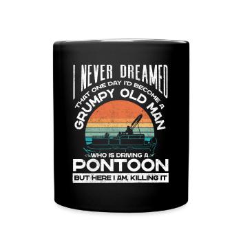Vieux grincheux conduisant un ponton - Mug uni - noir - Devant