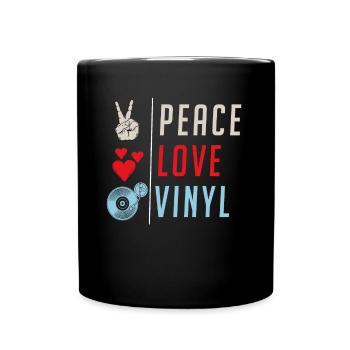 Peace Love Vinyl Music Vinyl Record - Full Colour Mug - black - Front