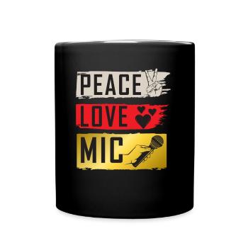 Peace Love Mic Musical Instrument - Tasse einfarbig - Schwarz - Vorne