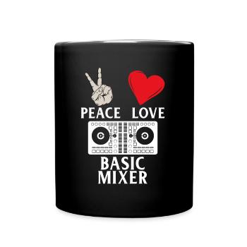Peace Love Basic Mixer Dj Instrument - Mug uni - noir - Devant