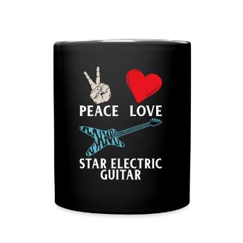 Peace Love Star Musique de guitare électrique - Mug uni - noir - Devant
